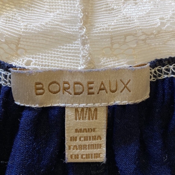 Anthropologie Lace-Embellished Chemise V-neck Navy Blue Rayon Slip by Bordeaux - Picture 3 of 9